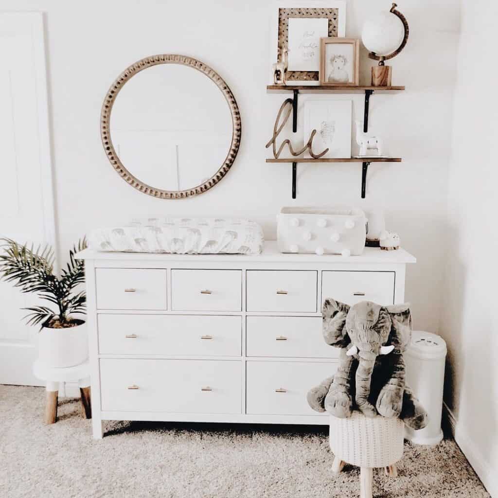 All-White Nursery with White Dresser