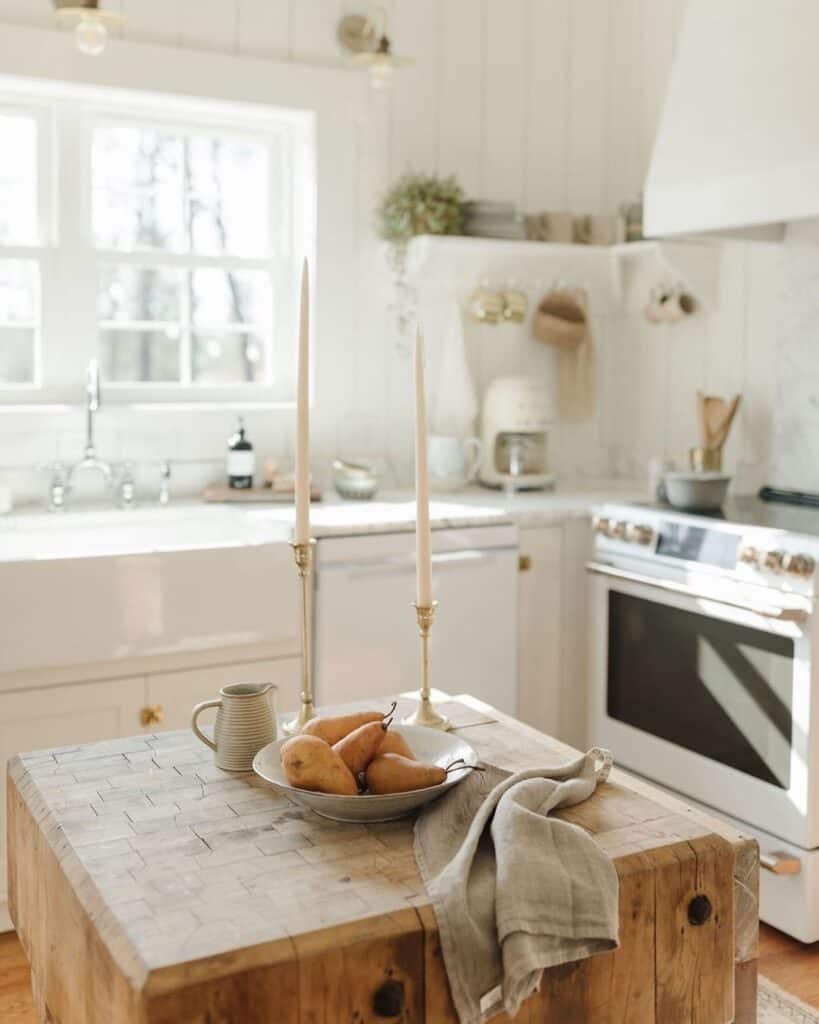 Antique Butcher Block Farmhouse Kitchen Island