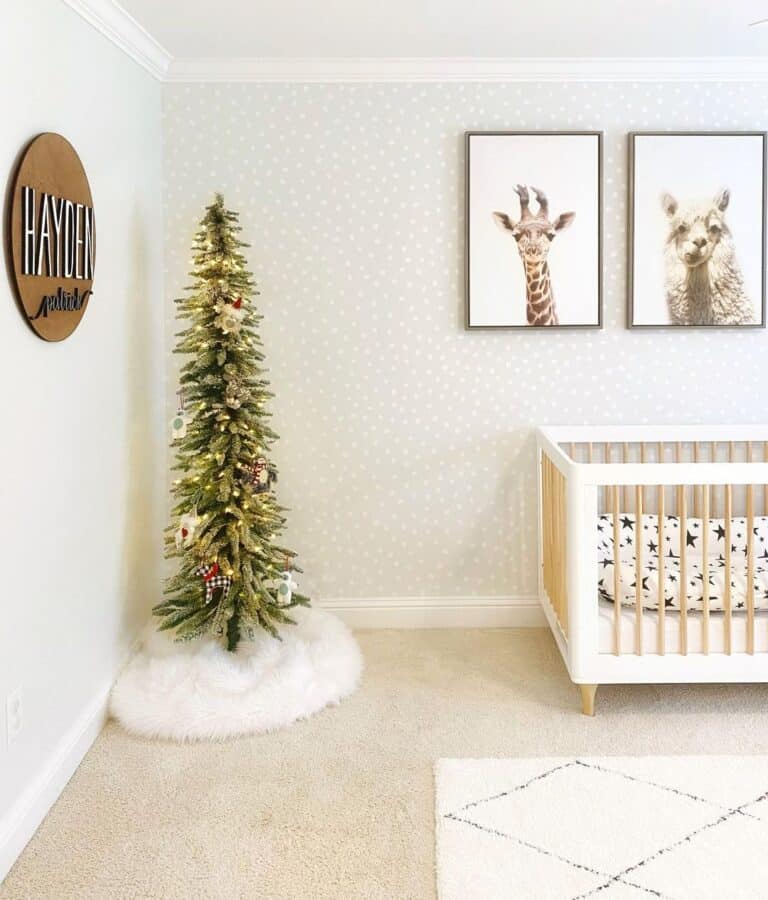 Baby Boys Room with Christmas Tree