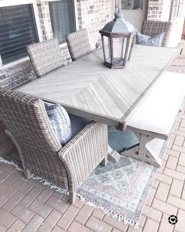 Back Patio Dining Set with Rattan Chairs