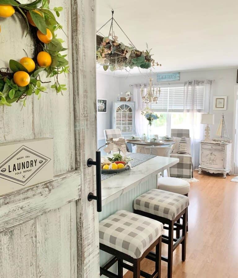 Beach Themed Dining Area with Stools