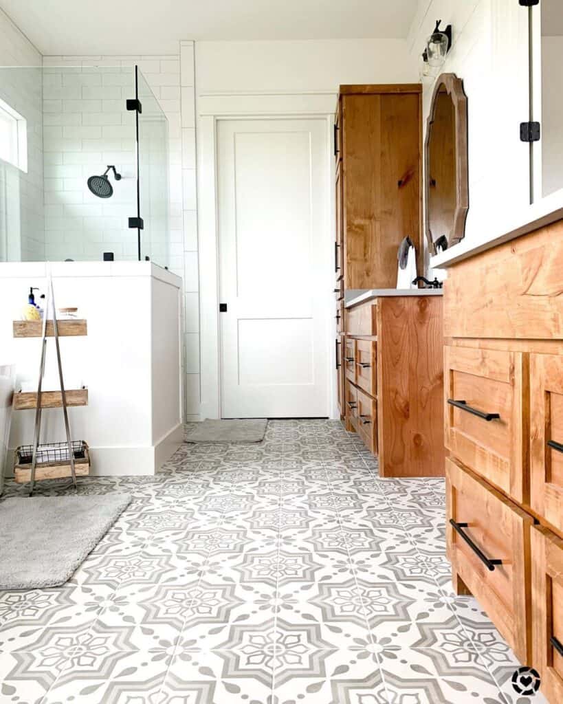 Beautiful Grey and White Square Floor Tile