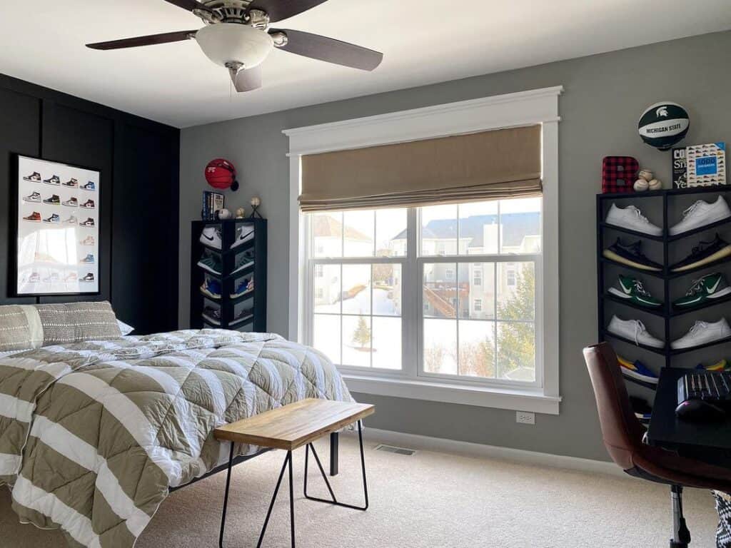 Bedroom White Trim with Sand Blind