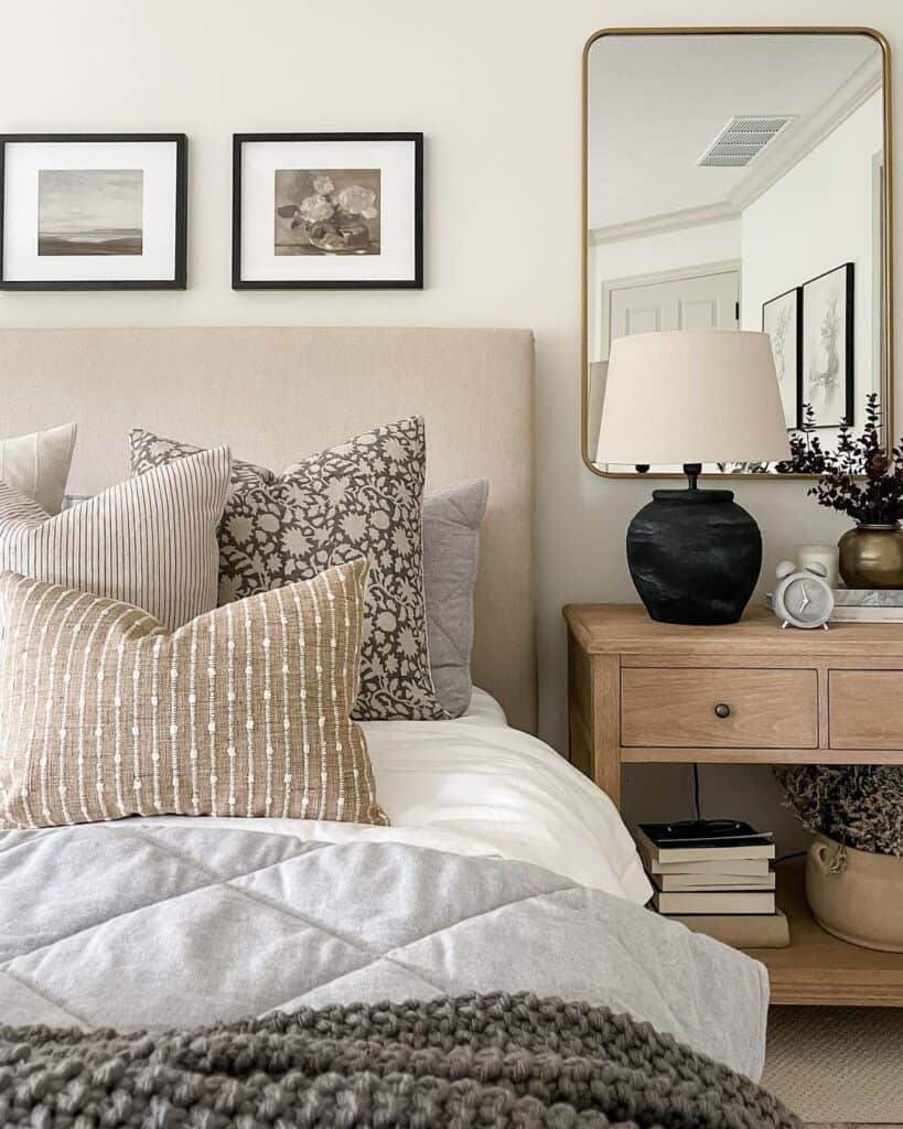 Bedroom with Beige Upholstered Headboard Soul & Lane