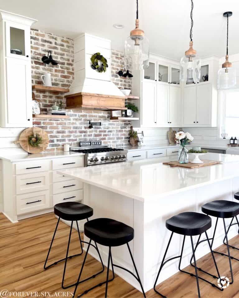 Black Bar Stools in a Bright Kitchen