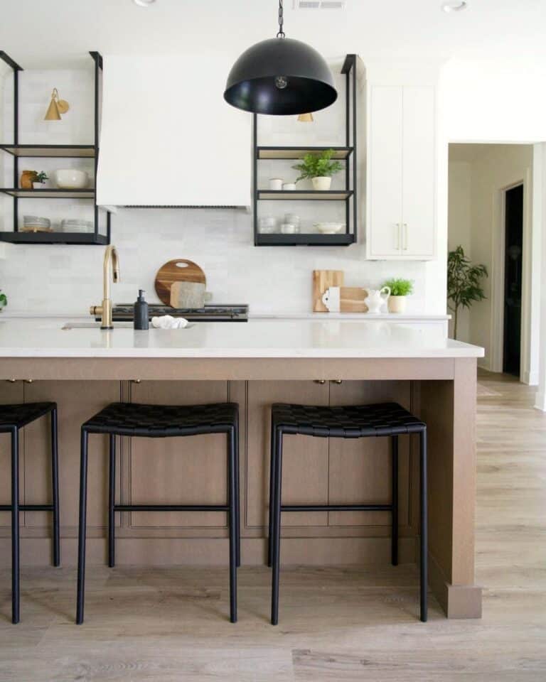 Black Bar Stools on a Golden Wood Floor