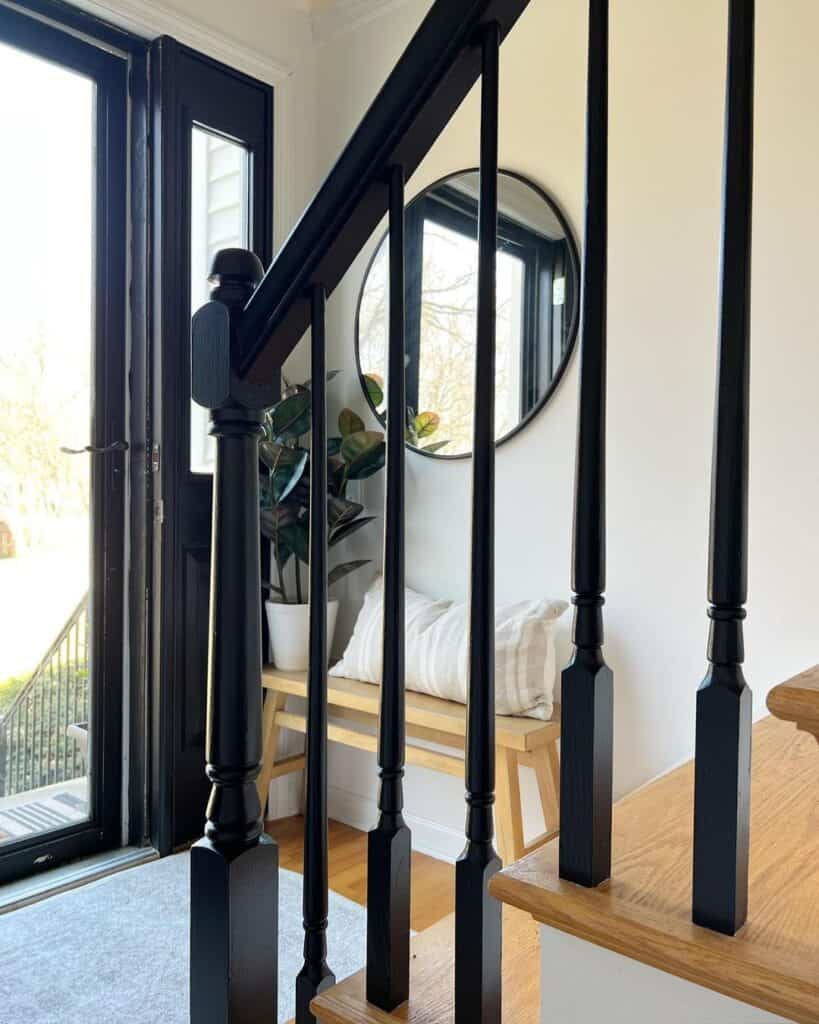 Black Door Frame and Matching Staircase Railing