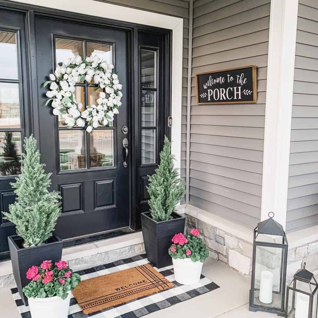 Black Front Door with Black Sidelights