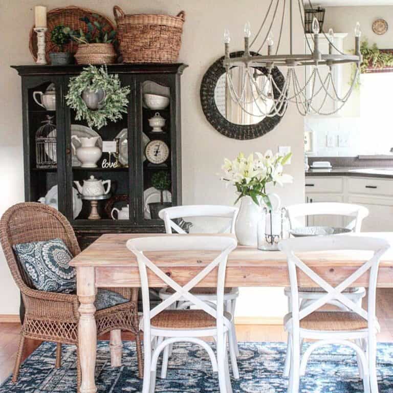 Black Glass Front Dining Room Hutch