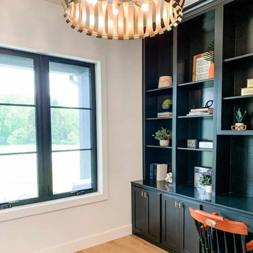 Black Shelving with Matching Window Trim