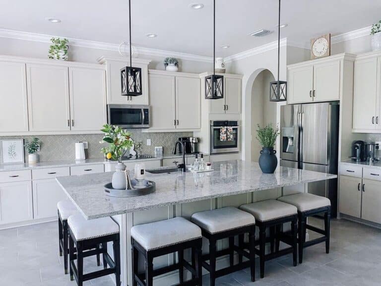 Black and Gray Kitchen Island with Seating