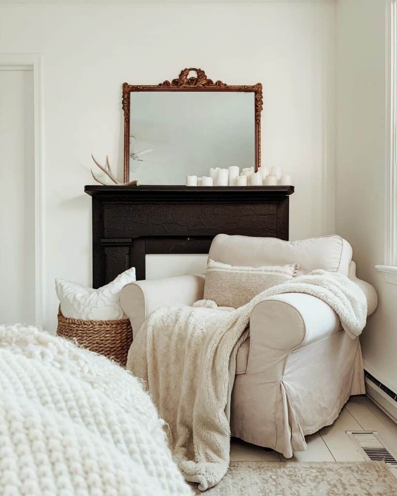 Black and White Faux Fireplace Mantel