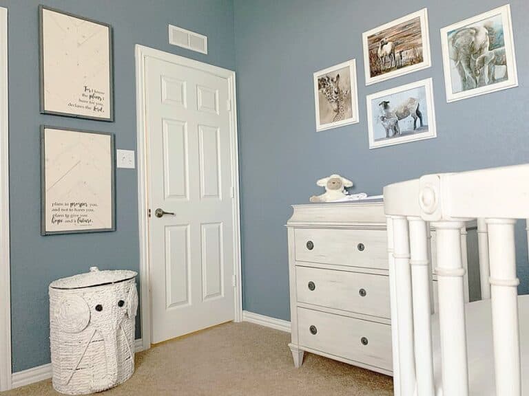 Blue Nursery with White Furniture
