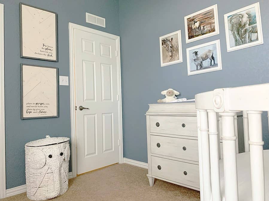 Blue Nursery with White Furniture