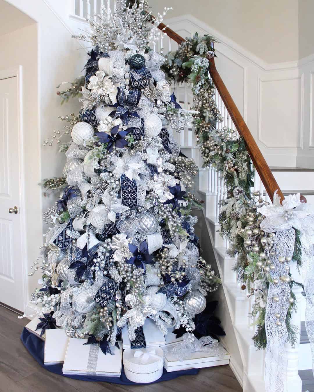Blue christmas tree decorations