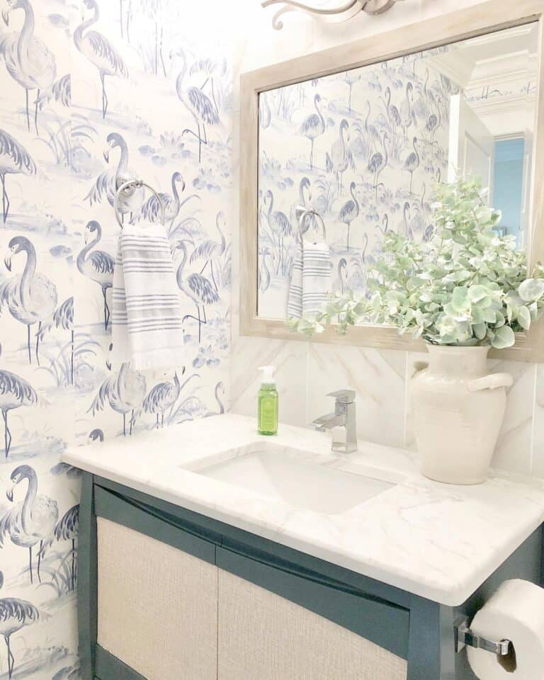 Blue and White Whimsical Bathroom Wallpaper Soul & Lane