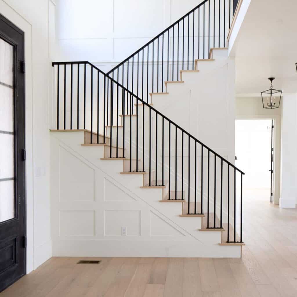 Board and Batten Modern Wainscoting Stairs
