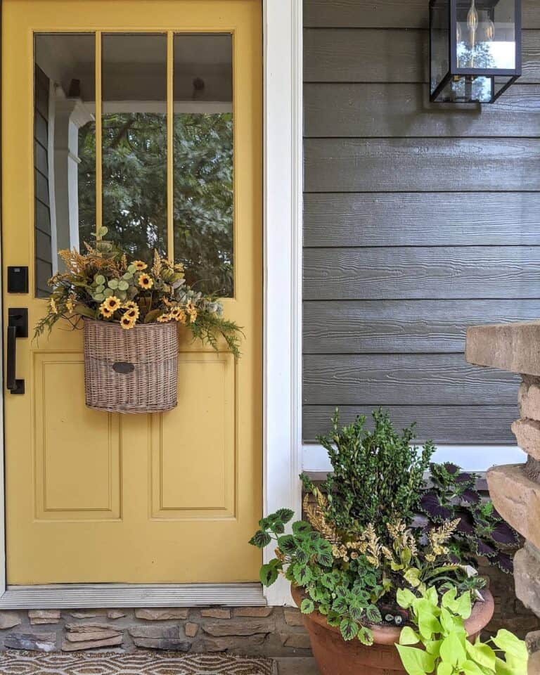Brown Siding Porch and Black Lantern