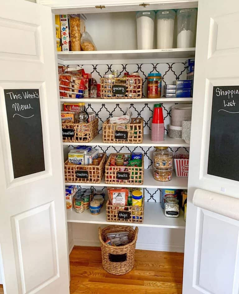 Chalk Boards on a Double Door Pantry Cabinet