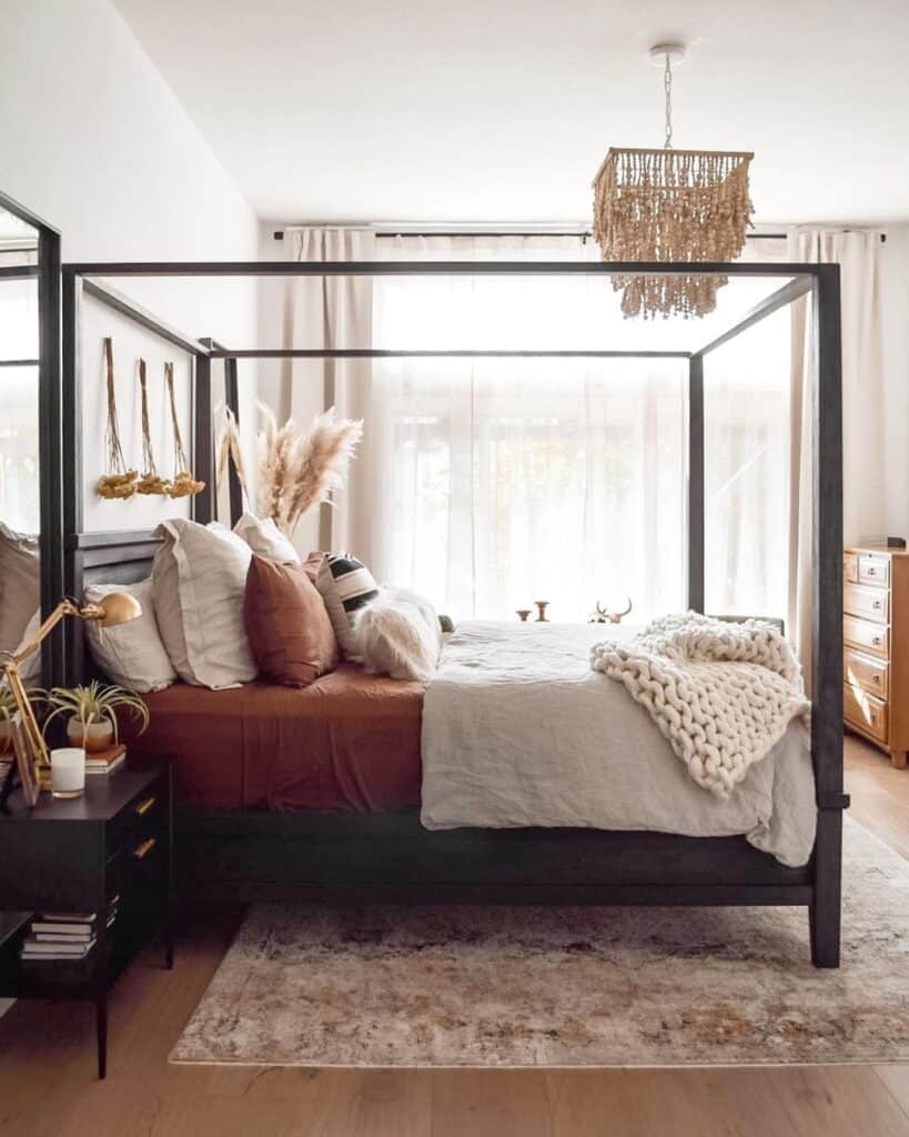 Chandelier in Cream and Orange Bedroom