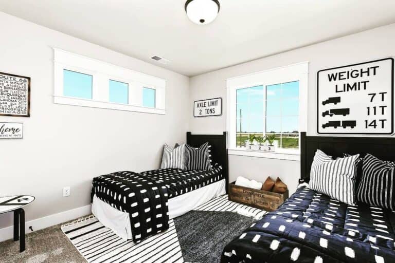 Children's Bedroom with Black and White Throw Pillows
