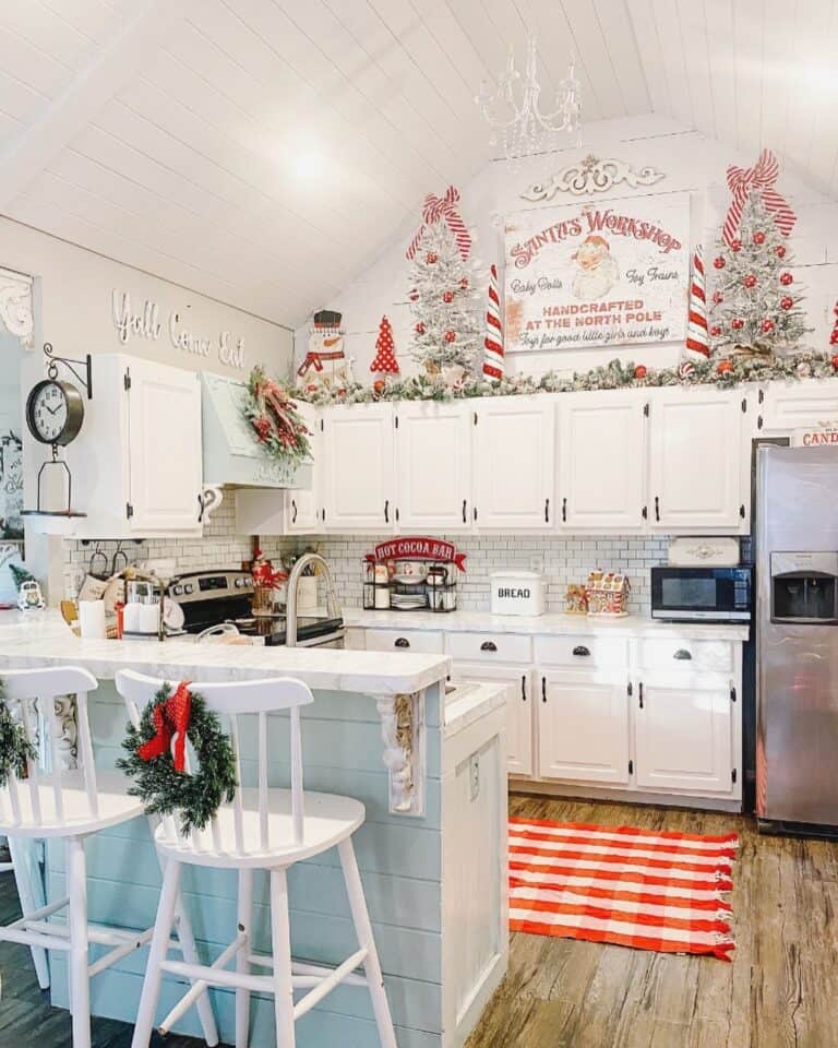 Christmas Kitchen with Embellished Breakfast Bar