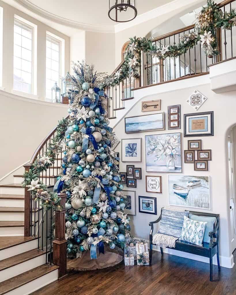 Christmas Tree with Blue Decorations