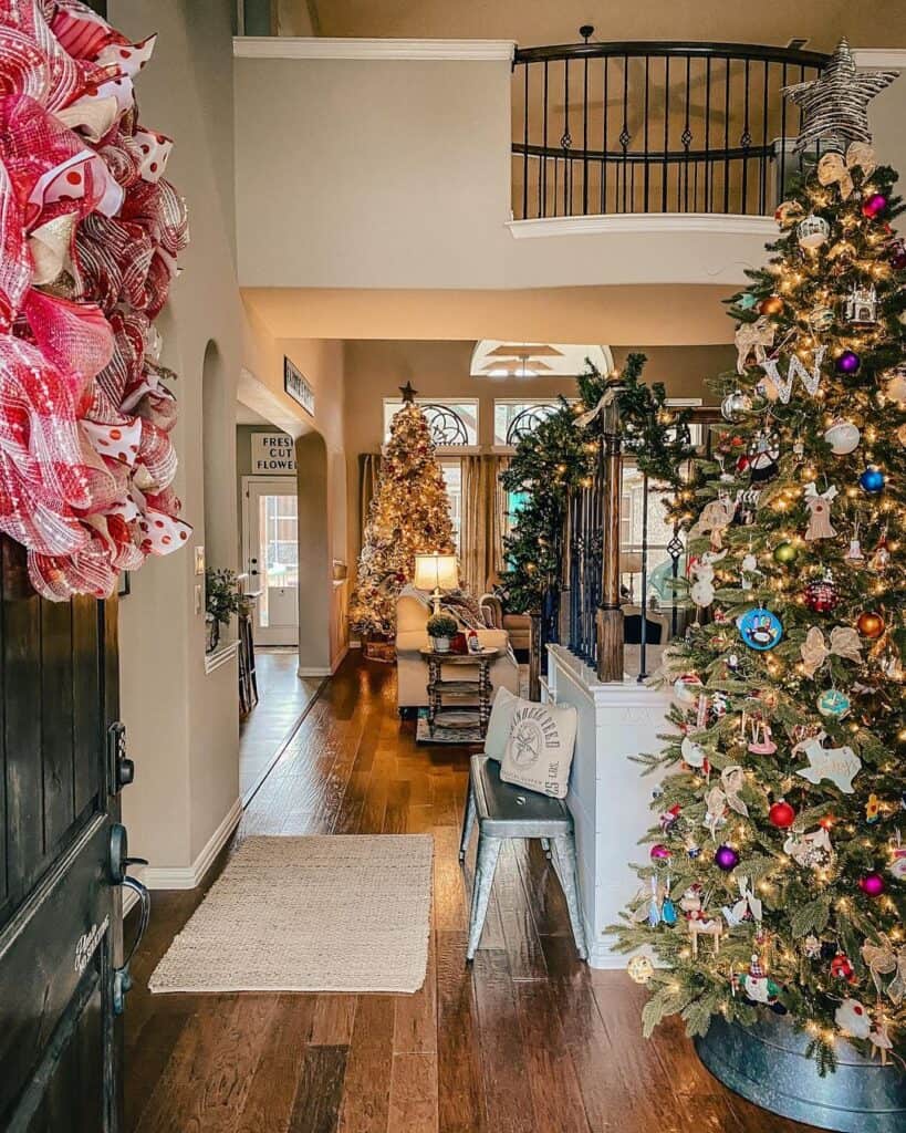 Christmas Trees with Lights and Decorations