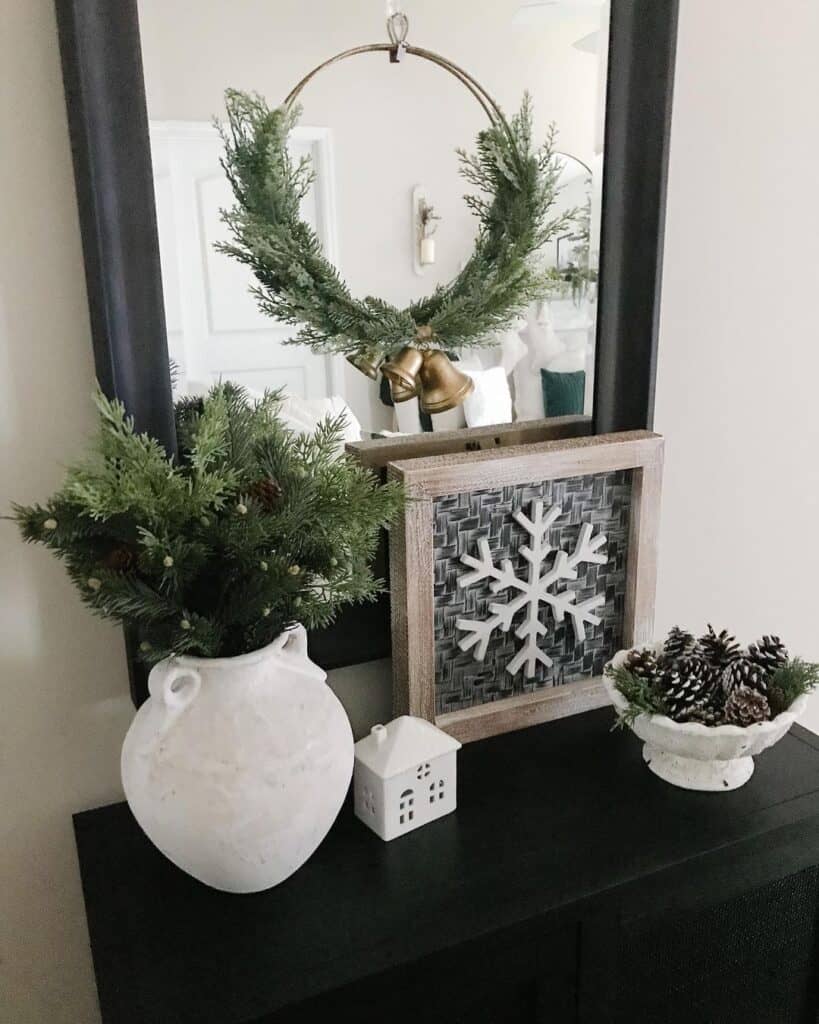 Christmas Wooden Decor with White Snowflake
