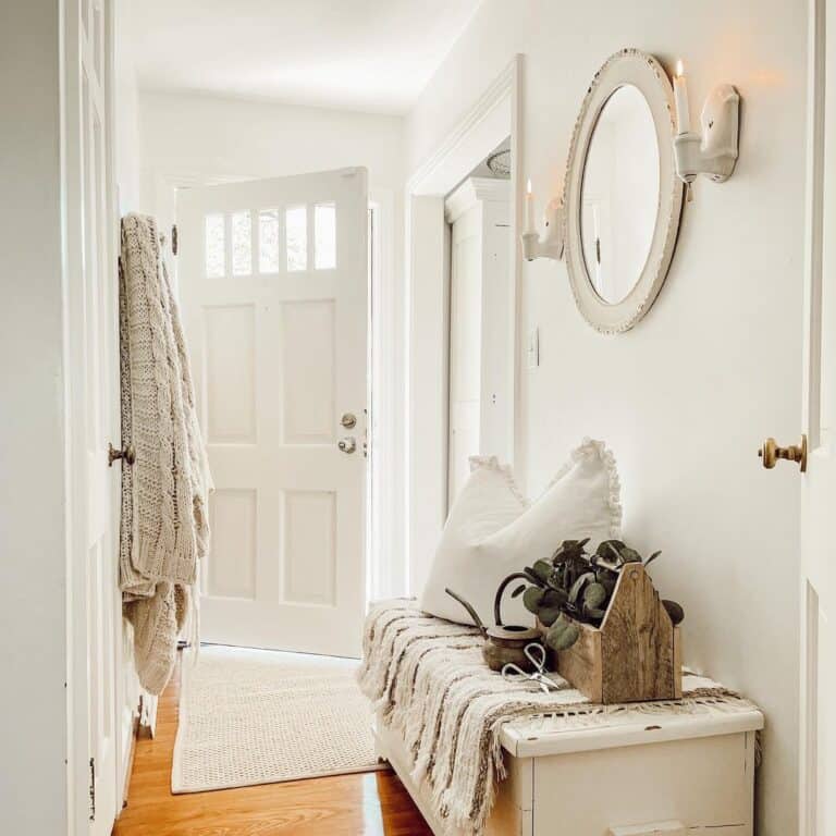 Compact Hallway with Rustic White Décor