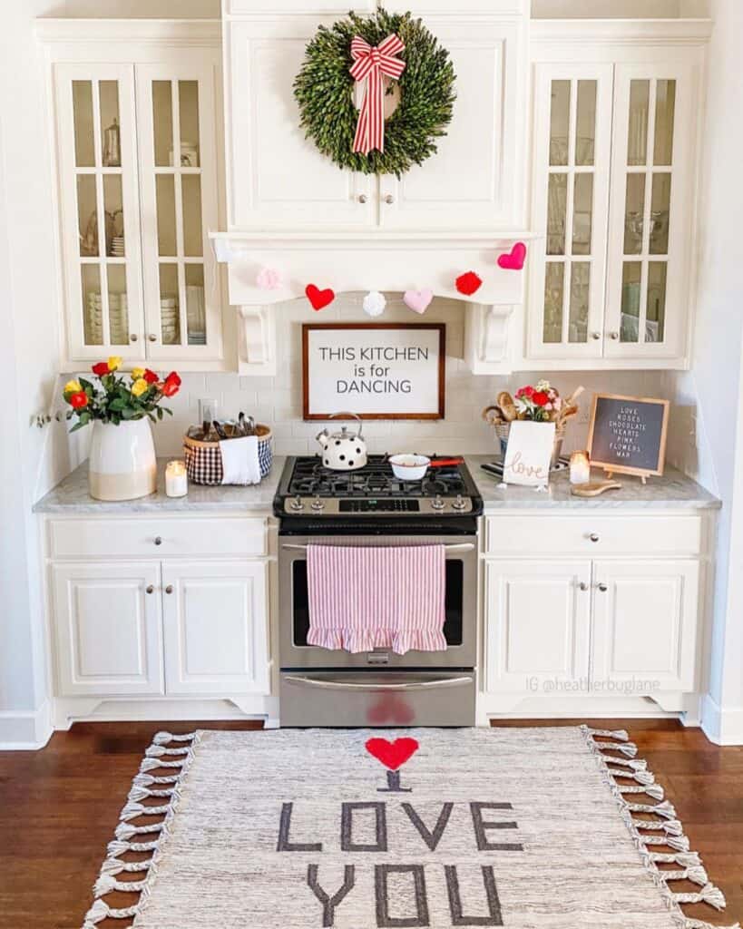 Compact Kitchen with Valentines Décor