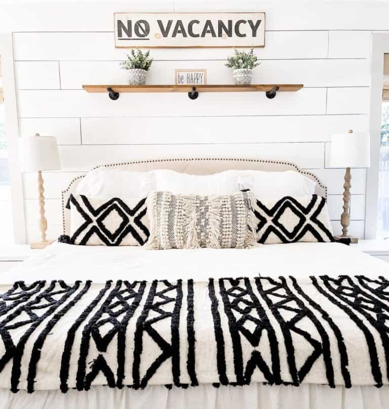 Contrasting Black and White Patterned Bedding