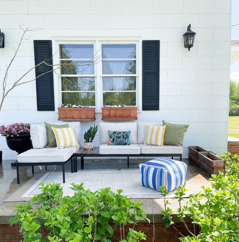 Cushioned Outdoor Sectional on Front Porch