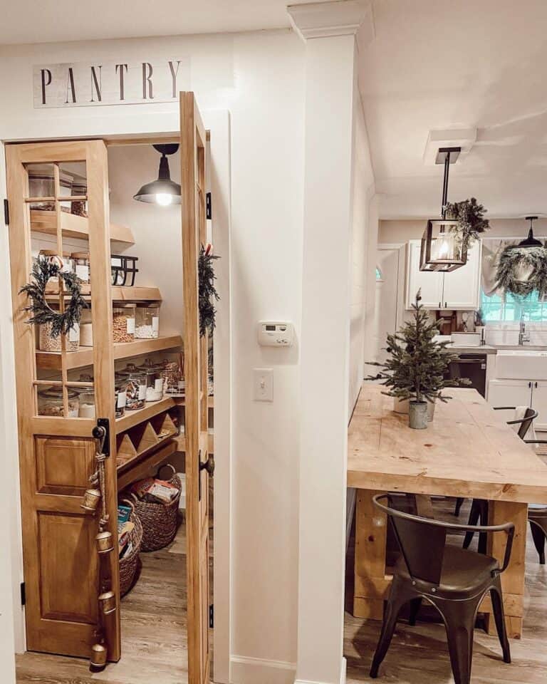 Decorated Double Pantry Doors With Glass