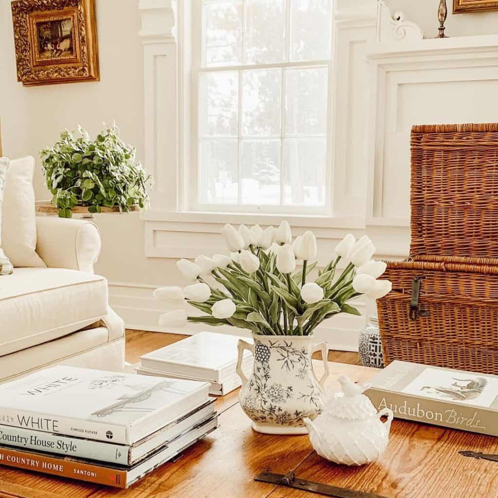 Decorative White Trim in Living Room