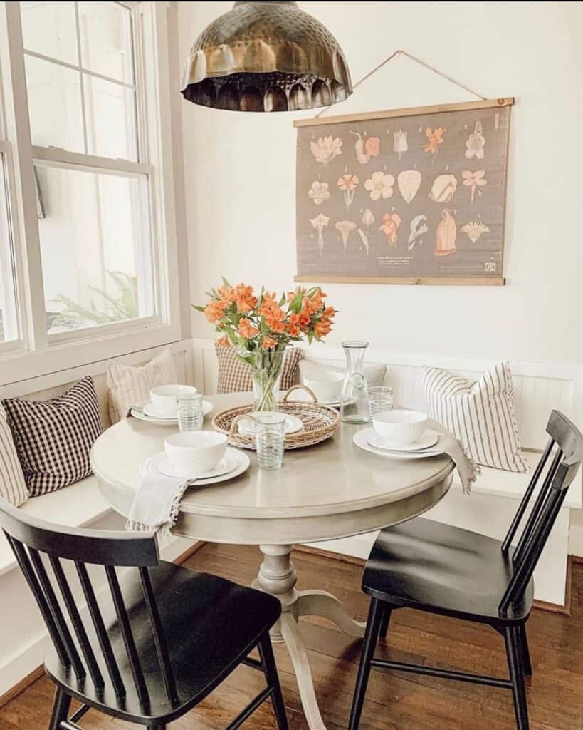 Dining Nook with Vibrant Orange Flowers