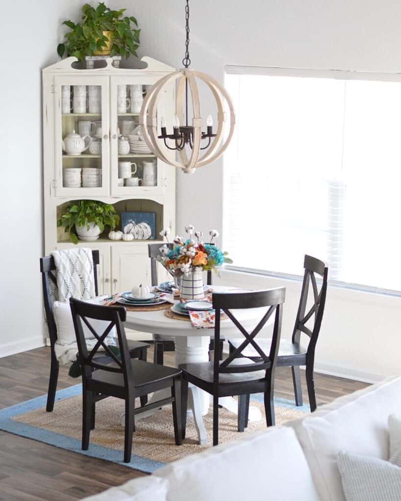 Dining Room Hutch Styled with Fall Décor