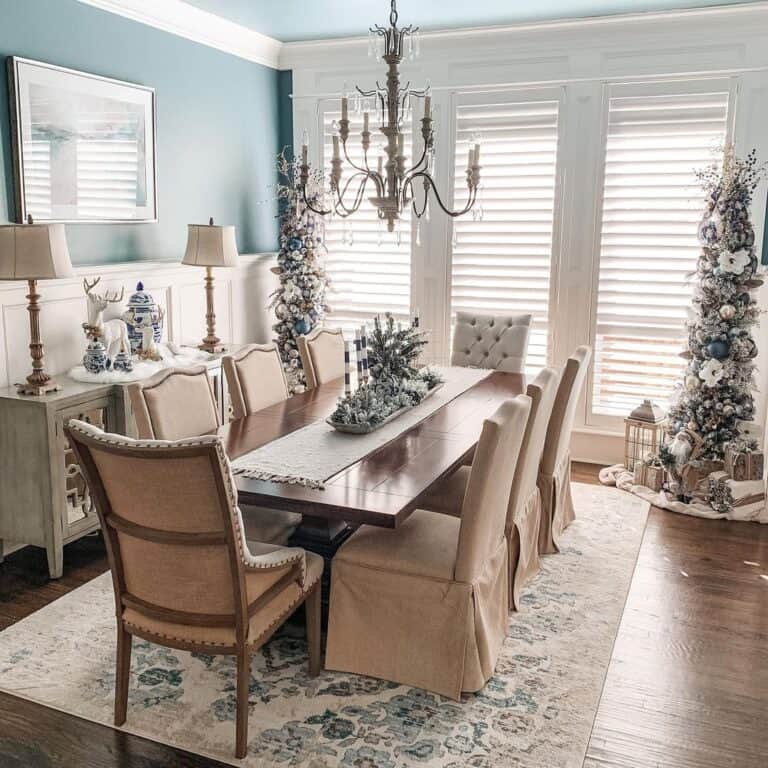 Dining Room with Christmas Pencil Trees