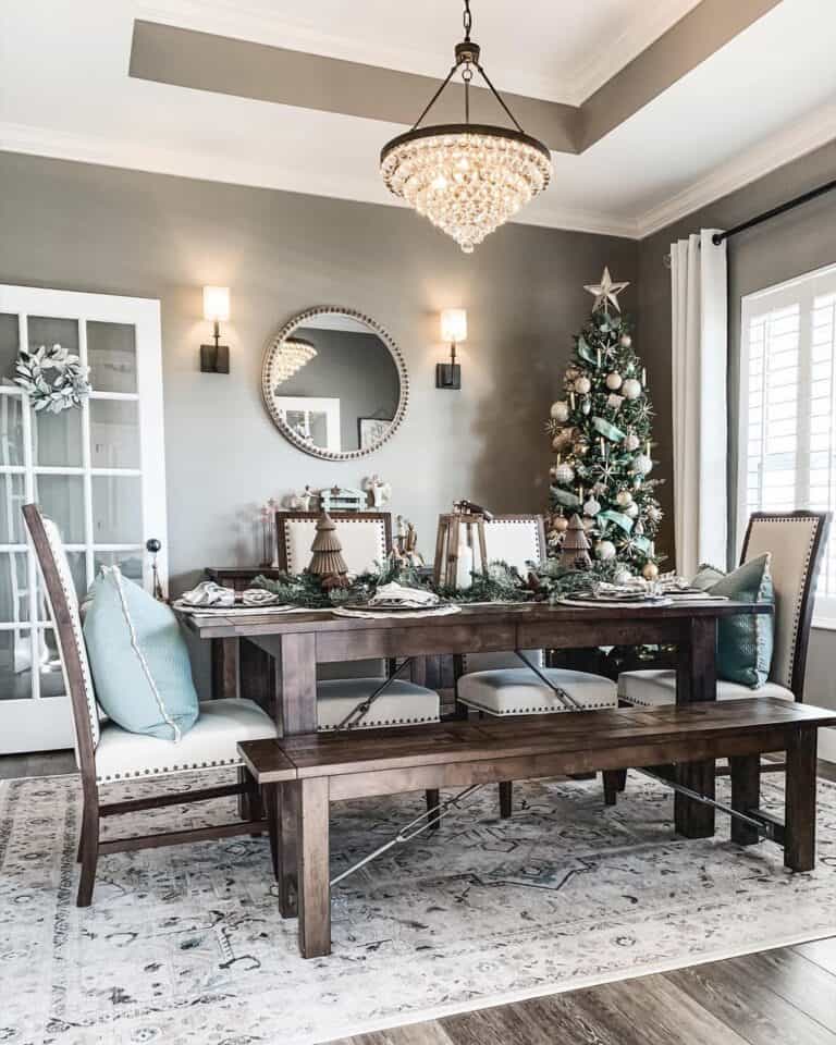 Dining Room with Pencil Christmas Tree