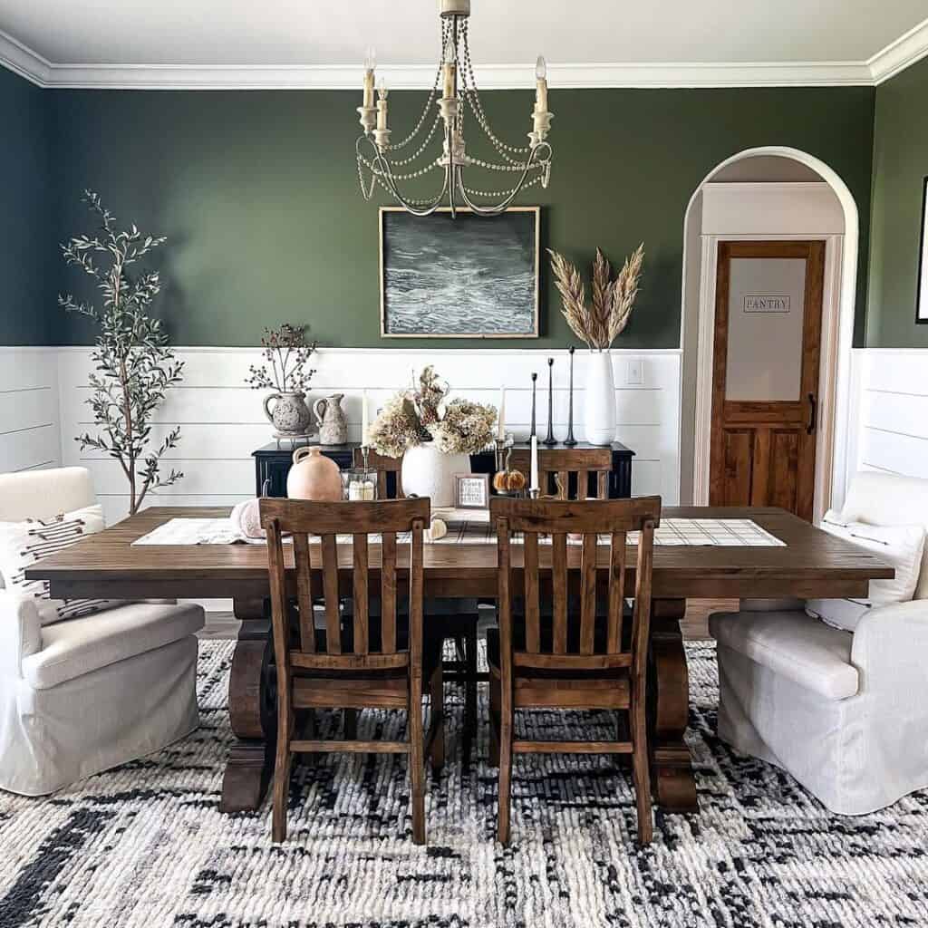 Dining Room with Shiplap Half Wall