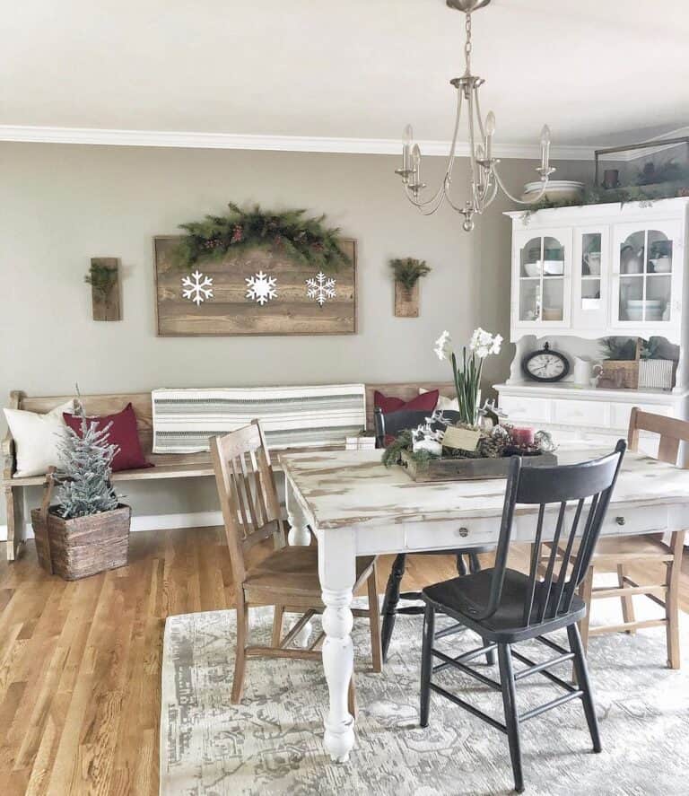 Dining Room with Wooden Christmas Decorations