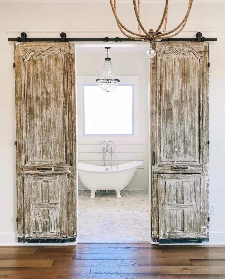 Double Barn Doors as Bathroom Entrance Soul & Lane