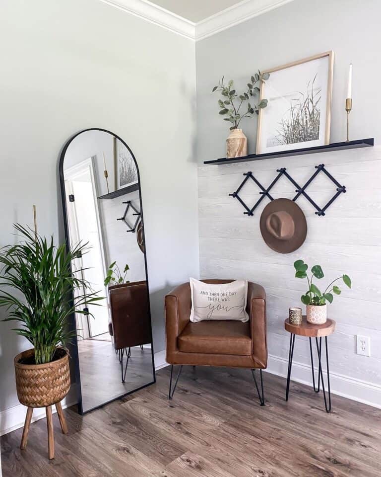 Entryway with Black Floating Shelf