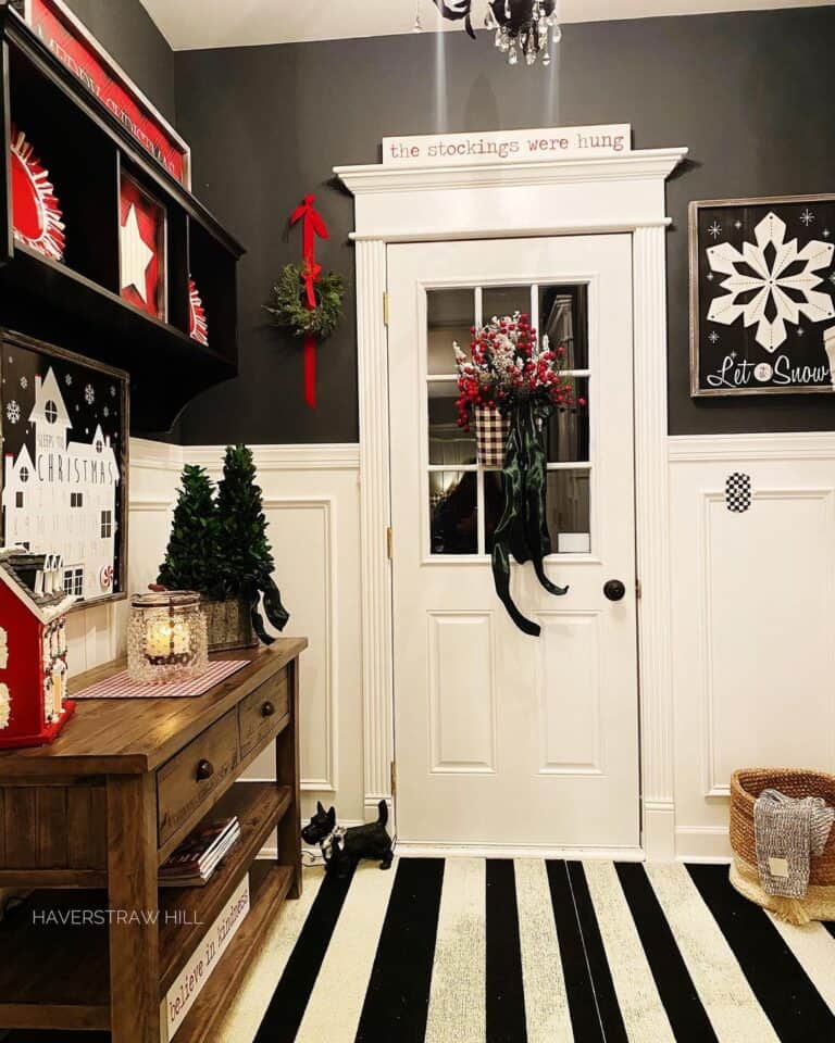 Entryway with Wooden Decorations for Christmas