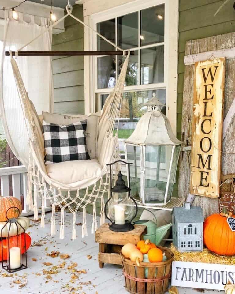 Fall Front Porch with Hammock