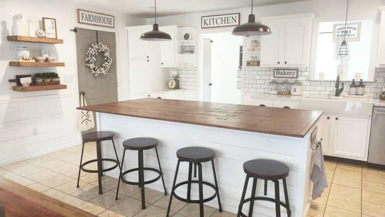 Farmhouse Butcher Block Kitchen Island