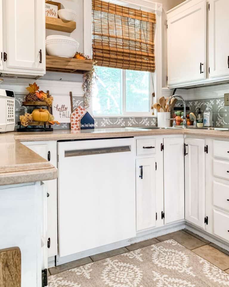 Farmhouse Kitchen with Butcher Block Shelves