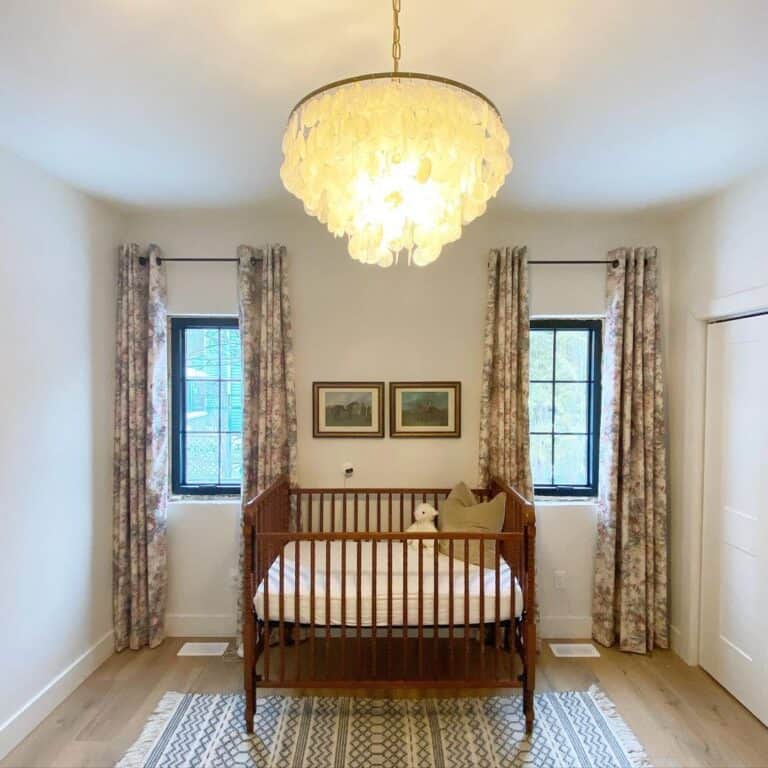 Floral Curtains Around Black Framed Windows