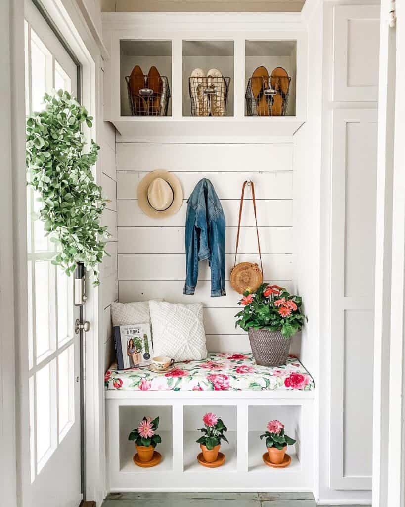 Floral Mudroom with Shiplap
