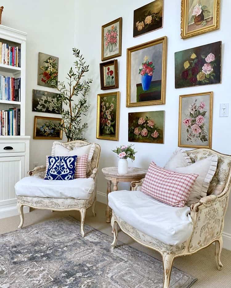Florals and Gold Gallery Wall